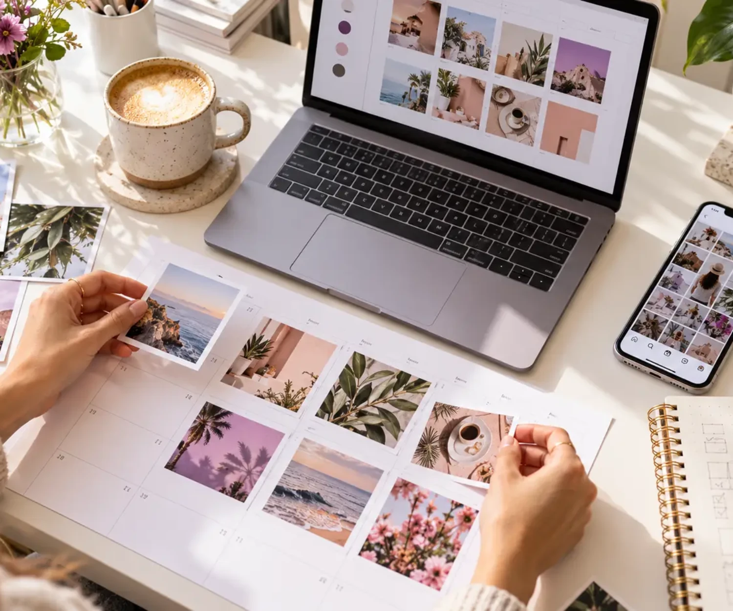 Marketer planning an Instagram content strategy at a desk