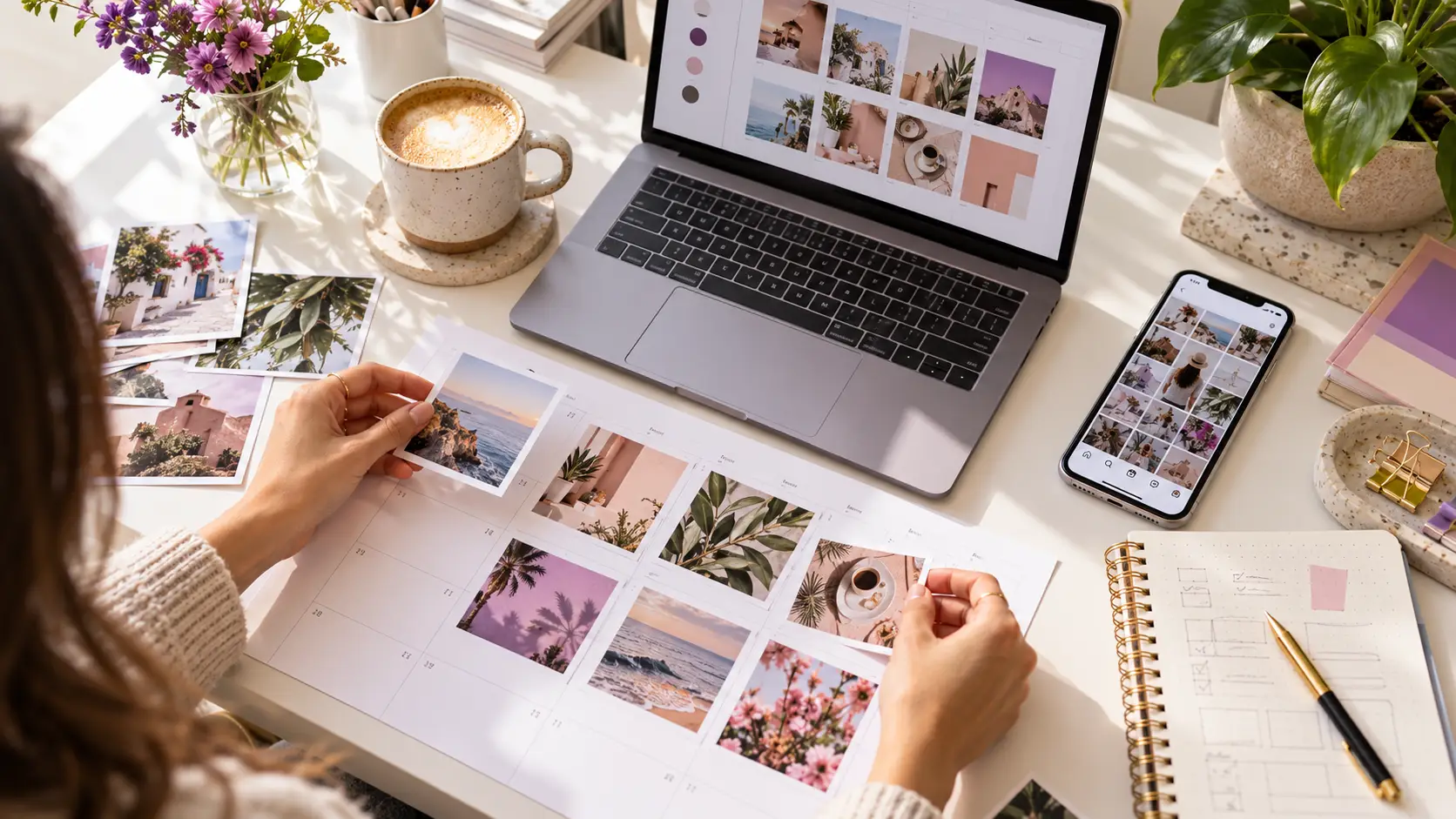 Marketer planning an Instagram content strategy at a desk